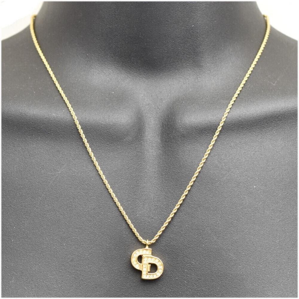 Authentic Christian Dior CD Crystal Logo Necklace - Picture 6 of 6